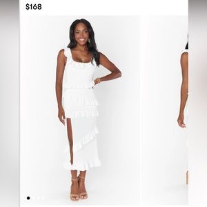 Show Me Your MuMu Greta Dress - ruffles white bridal slit dress Large